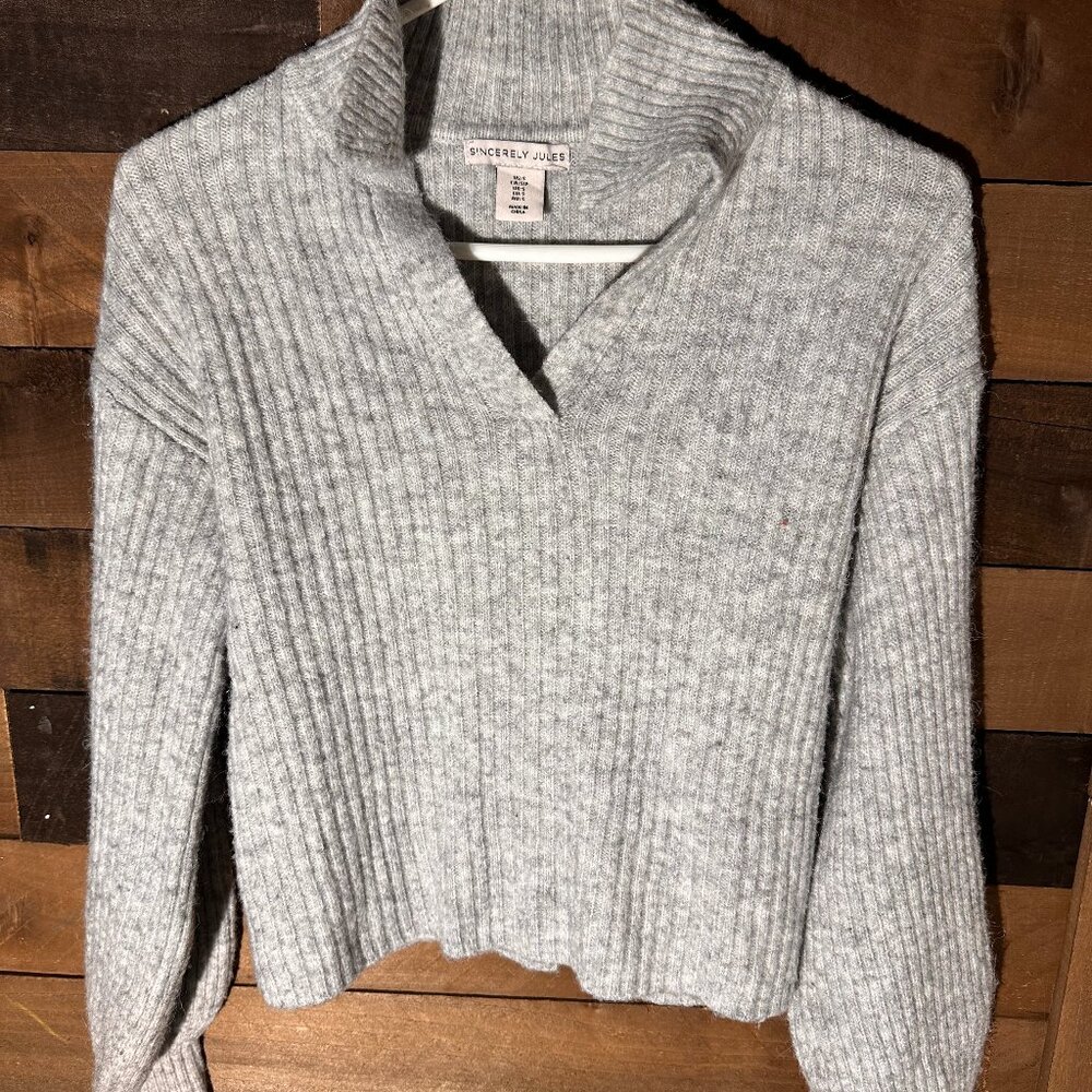 Gray V-Neck Sweater